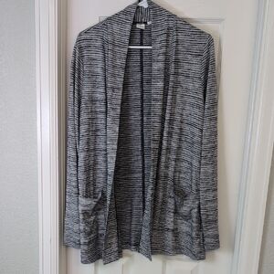 GAP Women's Black and White Striped Open Front Cardigan